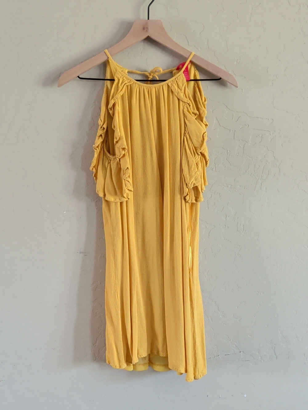 Chelsea & Violet Yellow Cold-Shoulder Ruffle Midi Dress